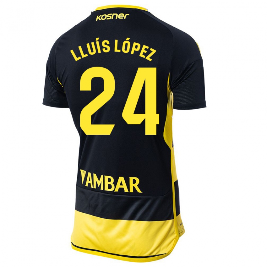 Heren Lluís López #24 Zwart Geel Uitshirt Uittenue 2023/24 T-Shirt België