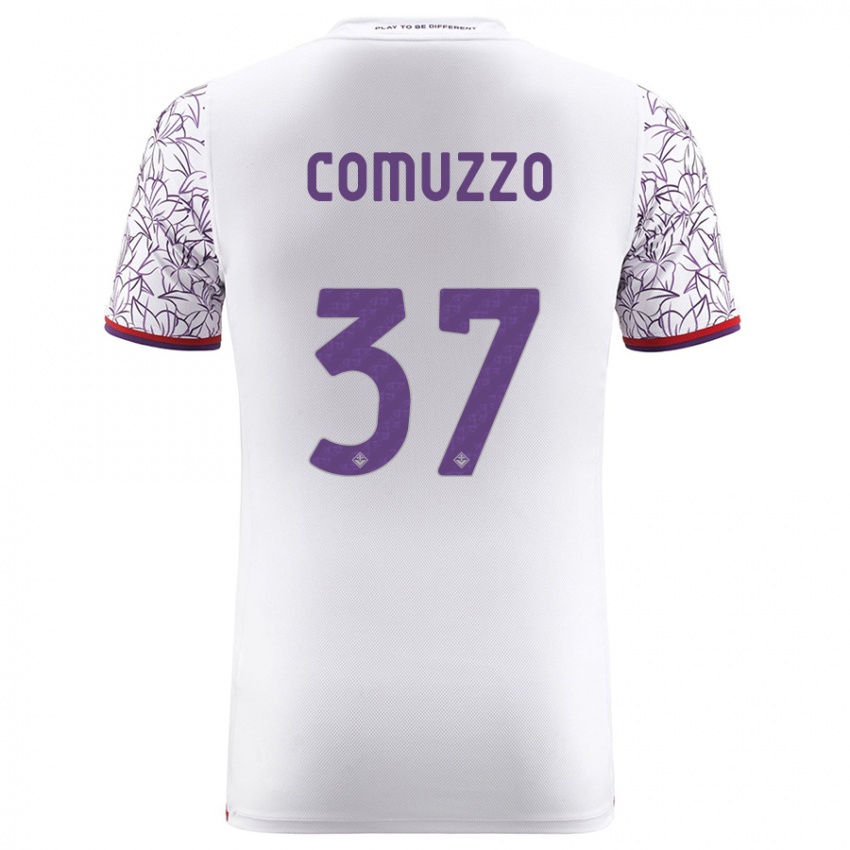 Heren Pietro Comuzzo #37 Wit Uitshirt Uittenue 2023/24 T-Shirt België