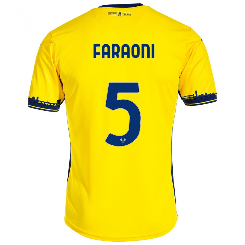 Herren Davide Faraoni #5 Gelb Auswärtstrikot Trikot 2023/24 T-Shirt Belgien