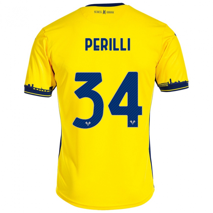 Heren Simone Perilli #34 Geel Uitshirt Uittenue 2023/24 T-Shirt België