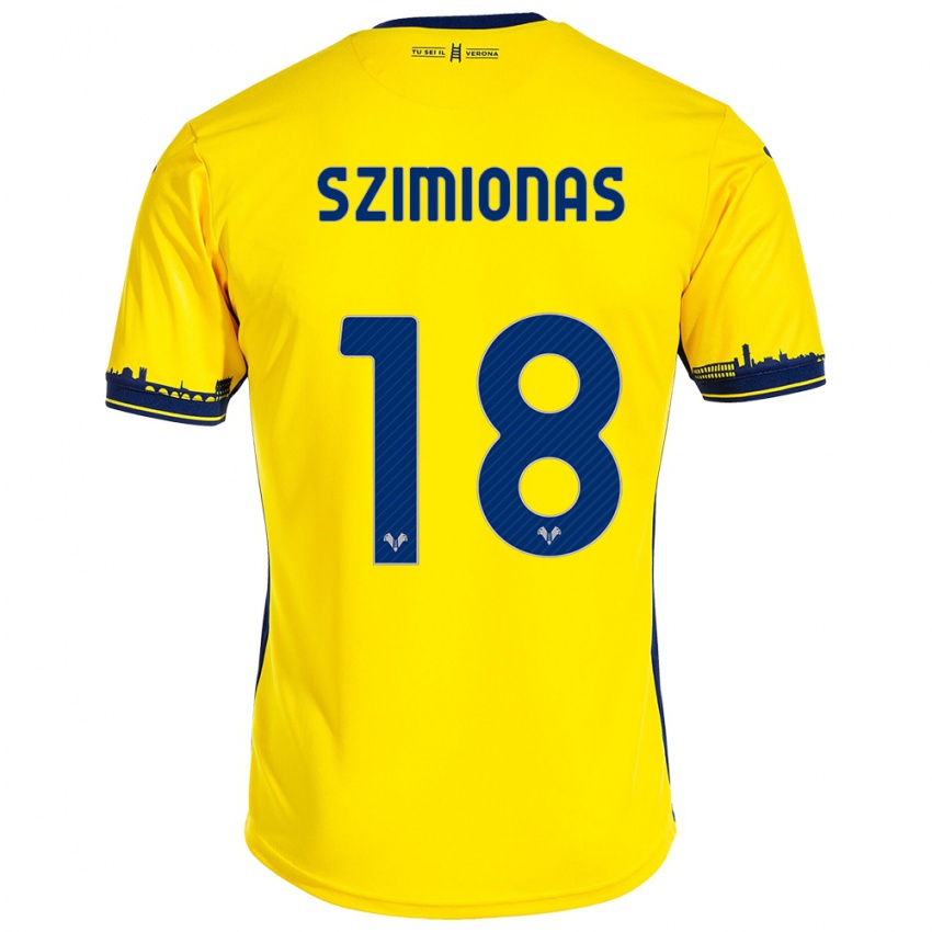 Heren Luca Szimionas #18 Geel Uitshirt Uittenue 2023/24 T-Shirt België