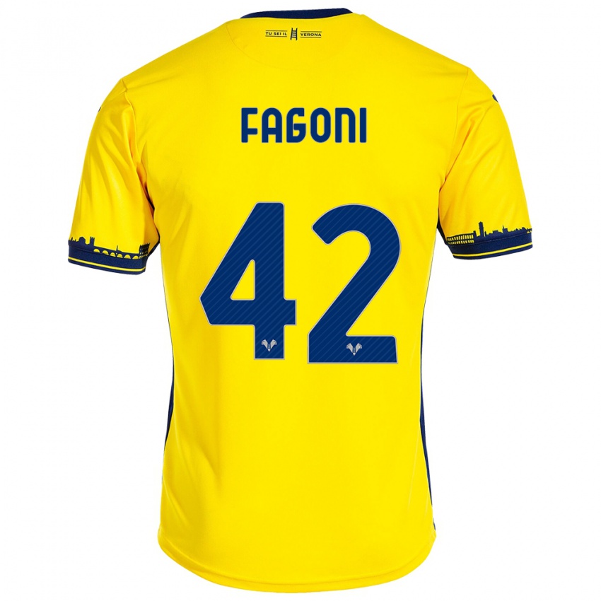 Heren Marco Fagoni #42 Geel Uitshirt Uittenue 2023/24 T-Shirt België