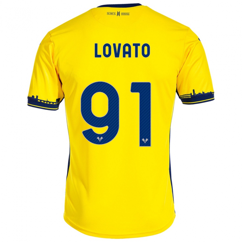 Heren Enrico Lovato #91 Geel Uitshirt Uittenue 2023/24 T-Shirt België