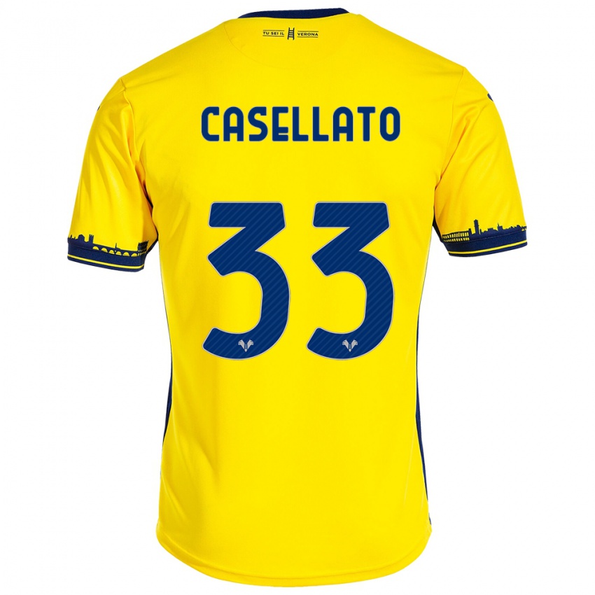 Heren Elisa Casellato #33 Geel Uitshirt Uittenue 2023/24 T-Shirt België