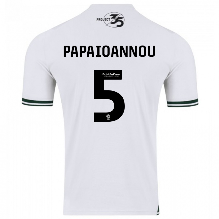 Homme Maillot Panagiota Papaioannou #5 Blanc Tenues Extérieur 2023/24 T-Shirt Belgique