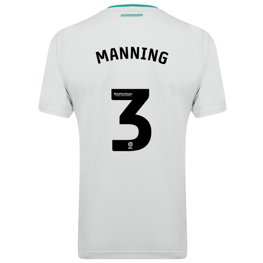 Heren Ryan Manning #3 Wit Uitshirt Uittenue 2023/24 T-Shirt België