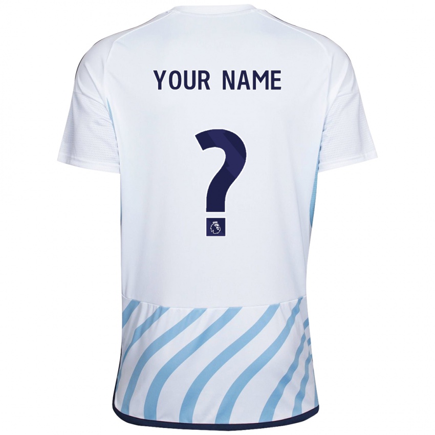 Homme Maillot Votre Nom #0 Blanc Bleu Tenues Extérieur 2023/24 T-Shirt Belgique