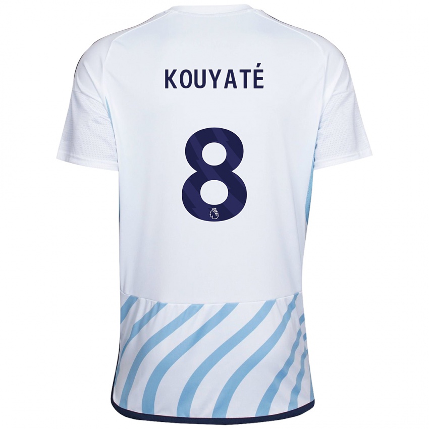 Homme Maillot Cheikhou Kouyate #8 Blanc Bleu Tenues Extérieur 2023/24 T-Shirt Belgique