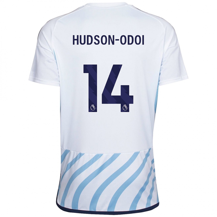 Homme Maillot Callum Hudson-Odoi #14 Blanc Bleu Tenues Extérieur 2023/24 T-Shirt Belgique