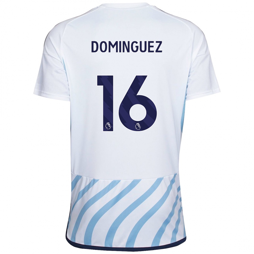 Homme Maillot Nicolas Dominguez #16 Blanc Bleu Tenues Extérieur 2023/24 T-Shirt Belgique
