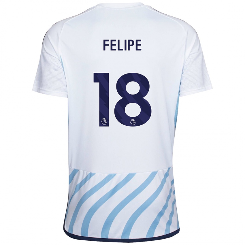 Homme Maillot Felipe #18 Blanc Bleu Tenues Extérieur 2023/24 T-Shirt Belgique