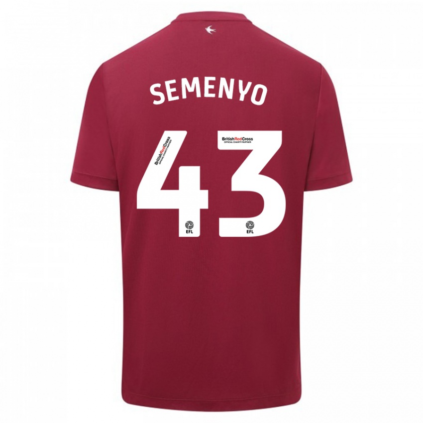 Herren Jai Semenyo #43 Rot Auswärtstrikot Trikot 2023/24 T-Shirt Belgien