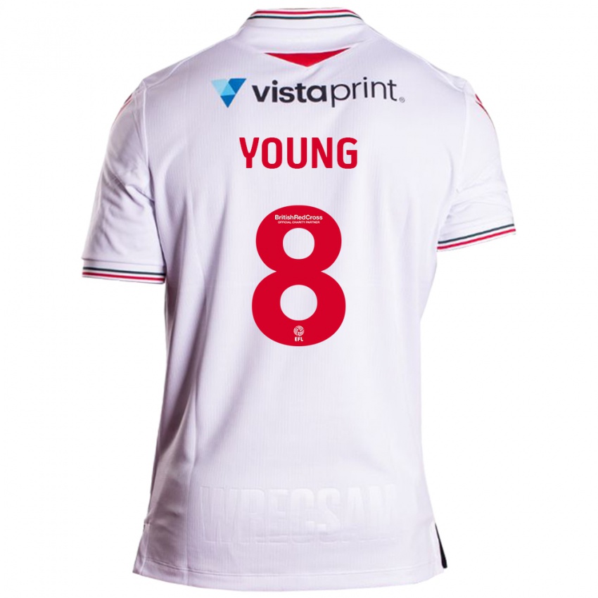 Heren Luke Young #8 Wit Uitshirt Uittenue 2023/24 T-Shirt België