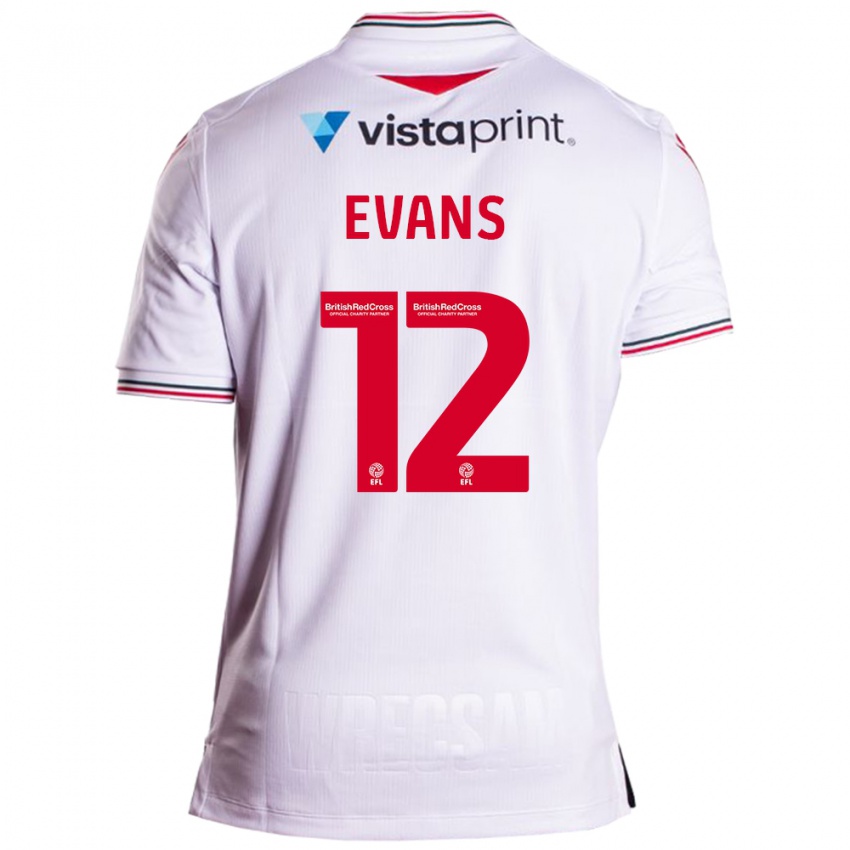 Heren George Evans #12 Wit Uitshirt Uittenue 2023/24 T-Shirt België