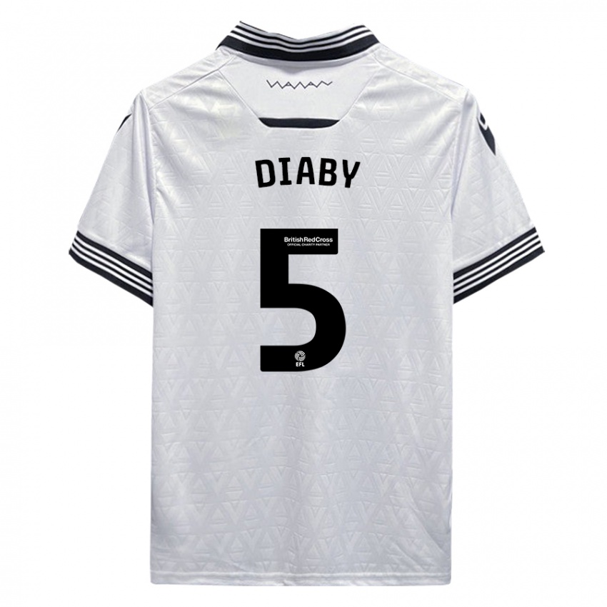 Heren Bambo Diaby #5 Wit Uitshirt Uittenue 2023/24 T-Shirt België