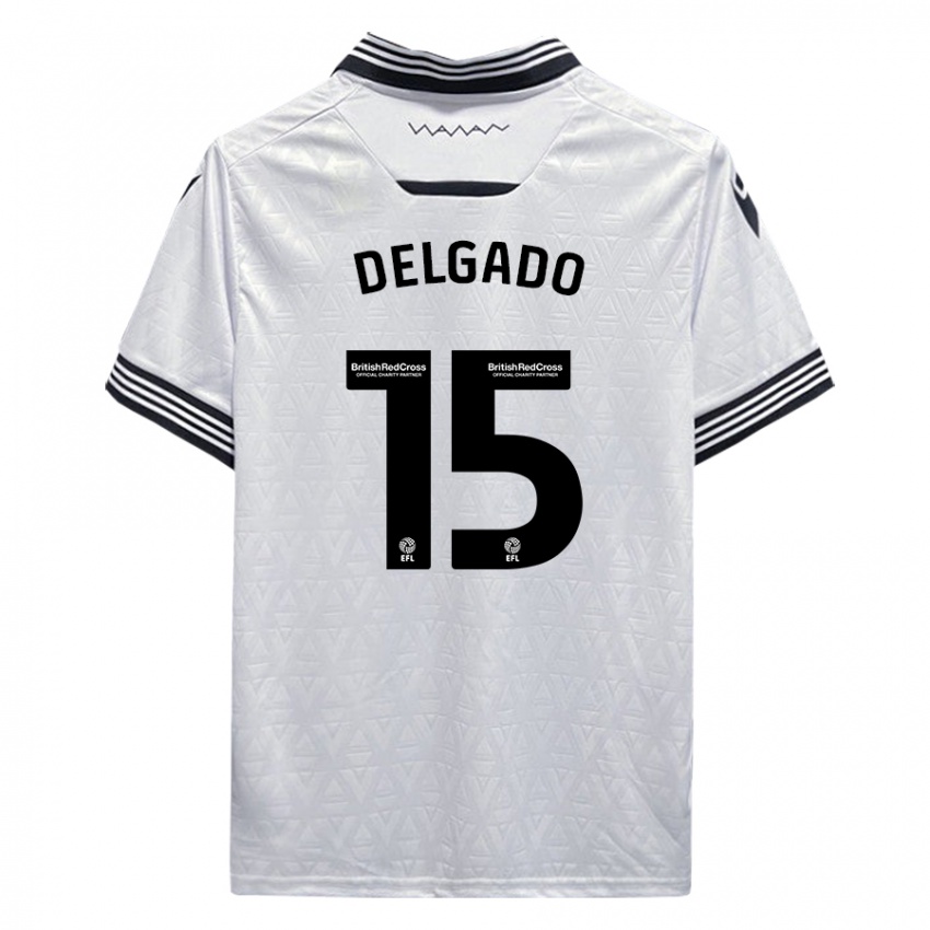 Heren Juan Delgado #15 Wit Uitshirt Uittenue 2023/24 T-Shirt België