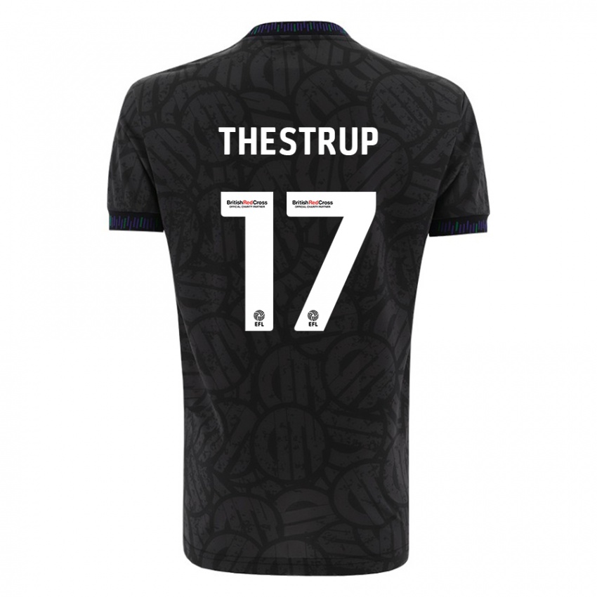 Herren Amalie Thestrup #17 Schwarz Auswärtstrikot Trikot 2023/24 T-Shirt Belgien
