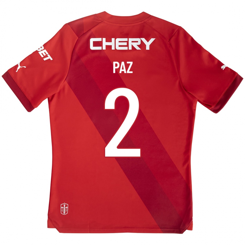 Heren Nehuen Paz #2 Rood Uitshirt Uittenue 2023/24 T-Shirt België