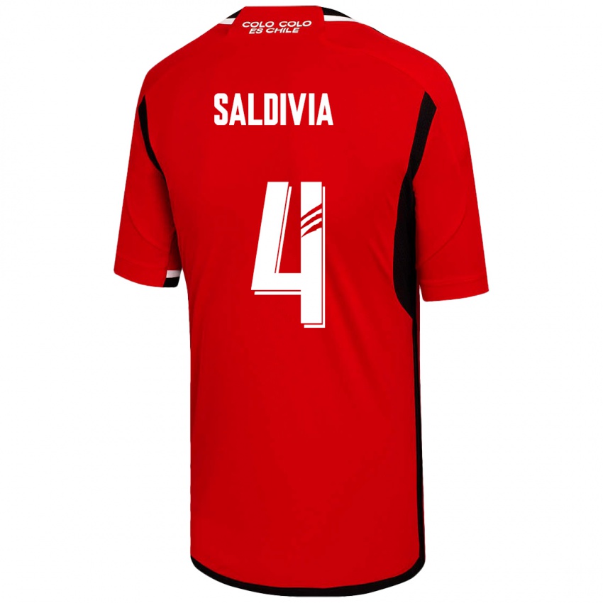 Homme Maillot Alan Saldivia #4 Rouge Tenues Extérieur 2023/24 T-Shirt Belgique
