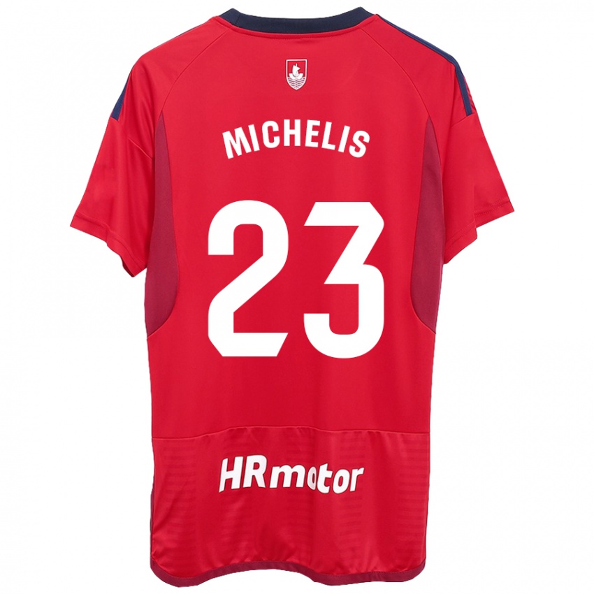 Dames Nikolaos Michelis #23 Rood Thuisshirt Thuistenue 2023/24 T-Shirt België