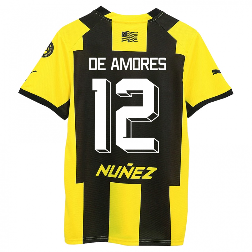 Dames Guillermo De Amores #12 Geel Zwart Thuisshirt Thuistenue 2023/24 T-Shirt België