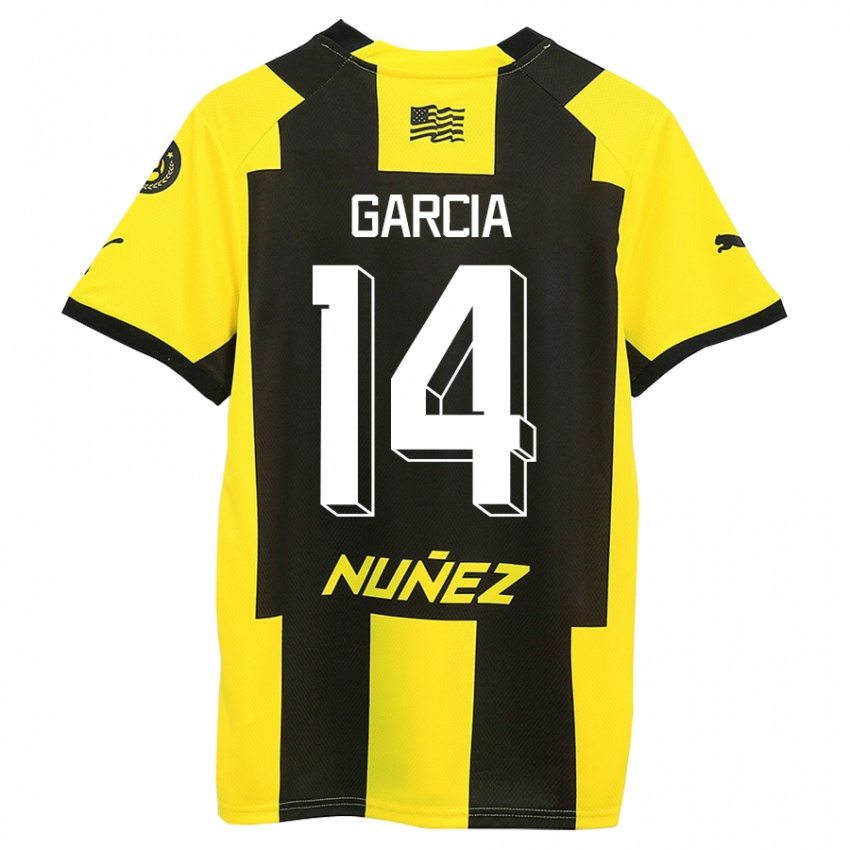 Dames Damián García #14 Geel Zwart Thuisshirt Thuistenue 2023/24 T-Shirt België