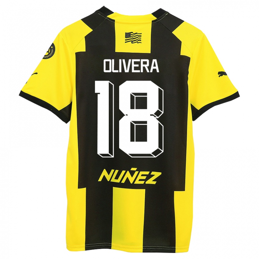 Dames Maximiliano Olivera #18 Geel Zwart Thuisshirt Thuistenue 2023/24 T-Shirt België