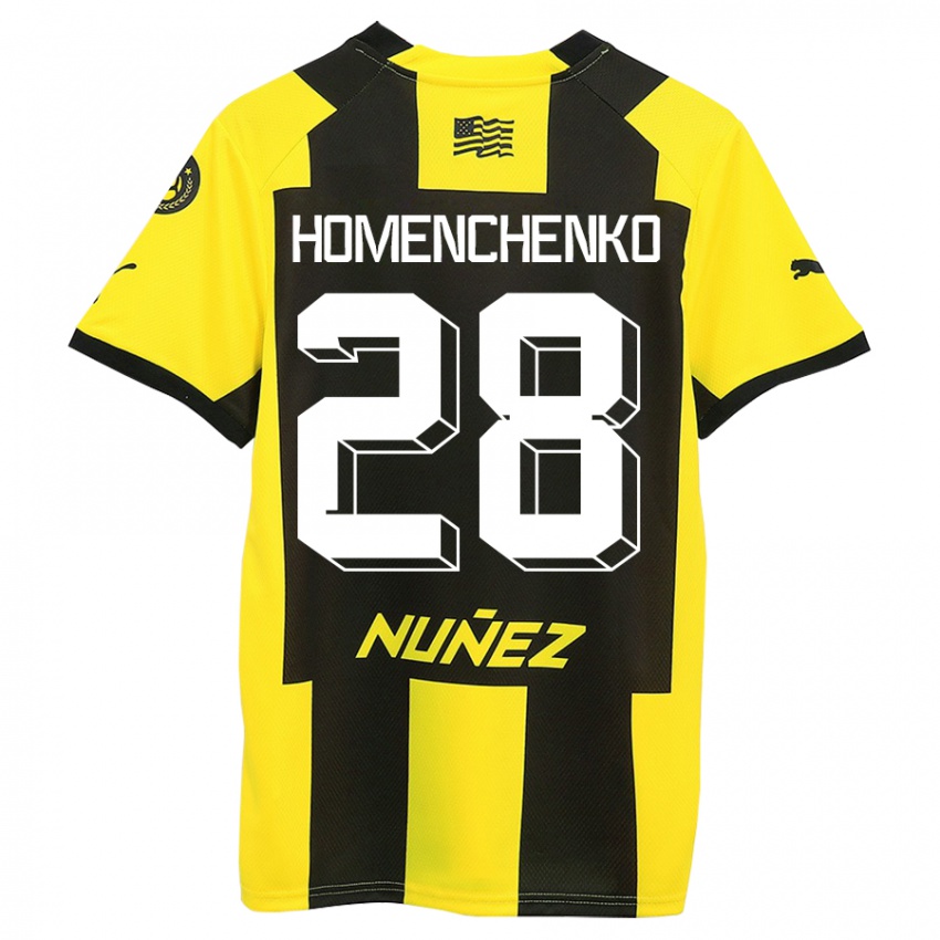 Dames Santiago Homenchenko #28 Geel Zwart Thuisshirt Thuistenue 2023/24 T-Shirt België