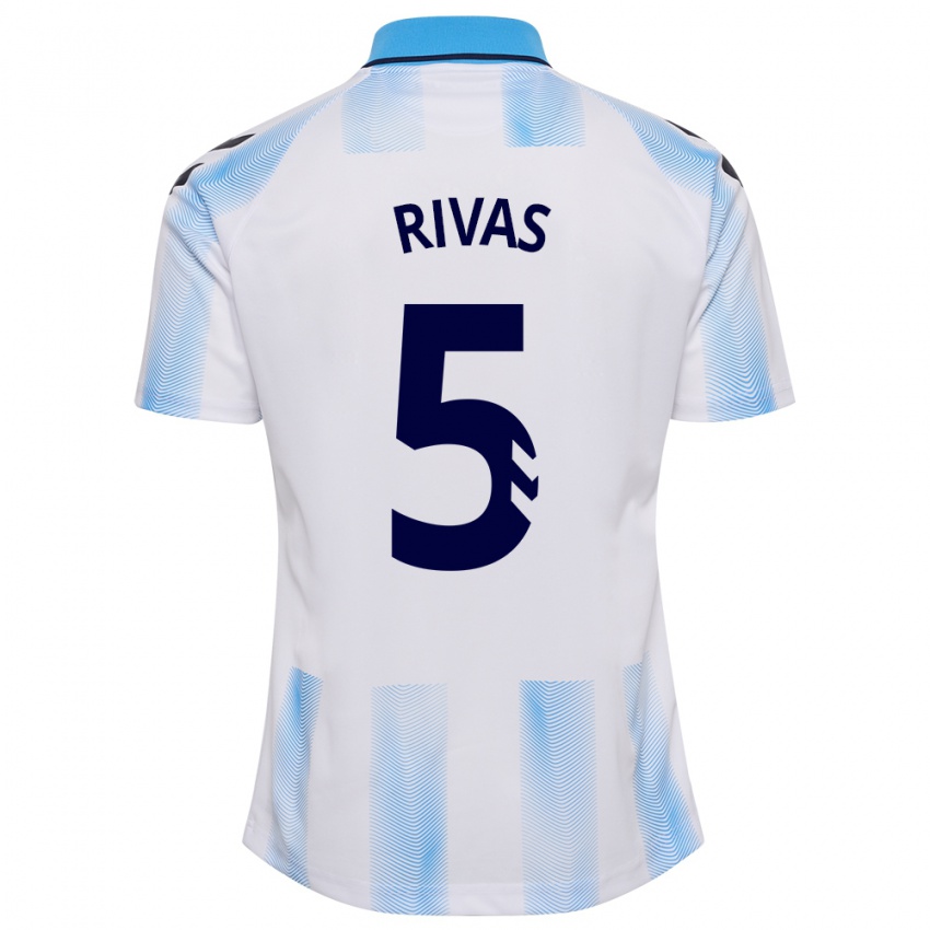 Dames Juande Rivas #5 Wit Blauw Thuisshirt Thuistenue 2023/24 T-Shirt België