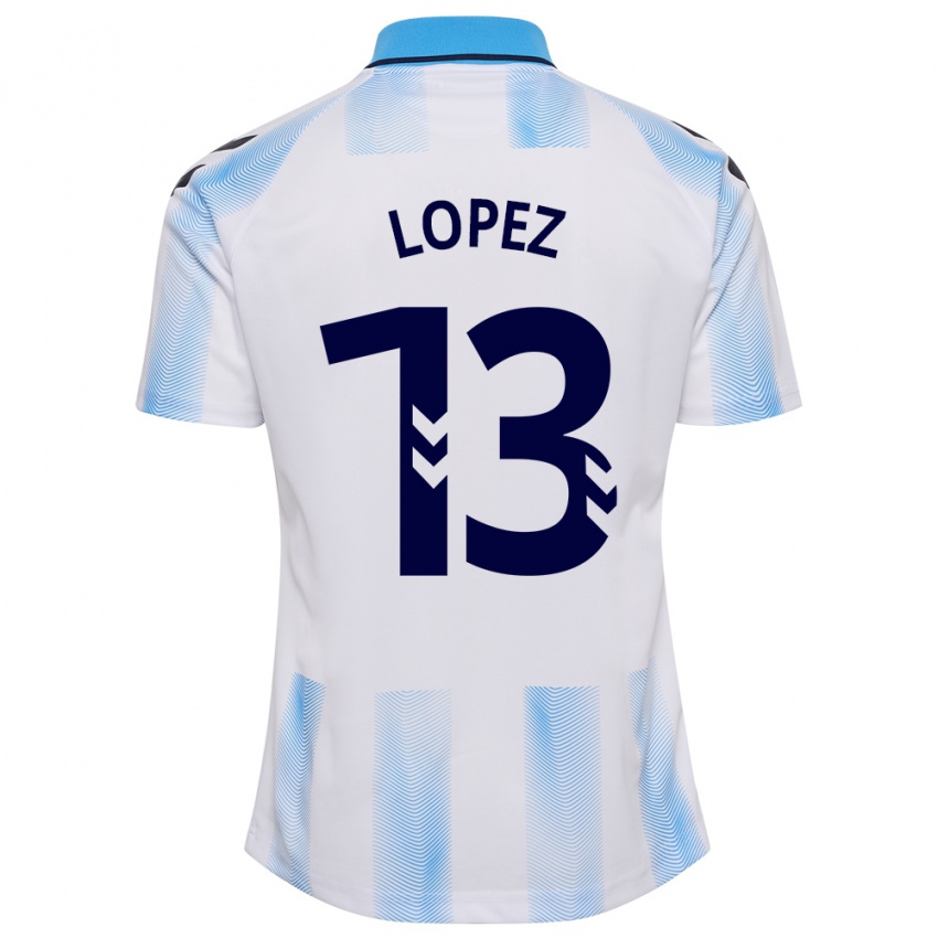 Dames Carlos López #13 Wit Blauw Thuisshirt Thuistenue 2023/24 T-Shirt België