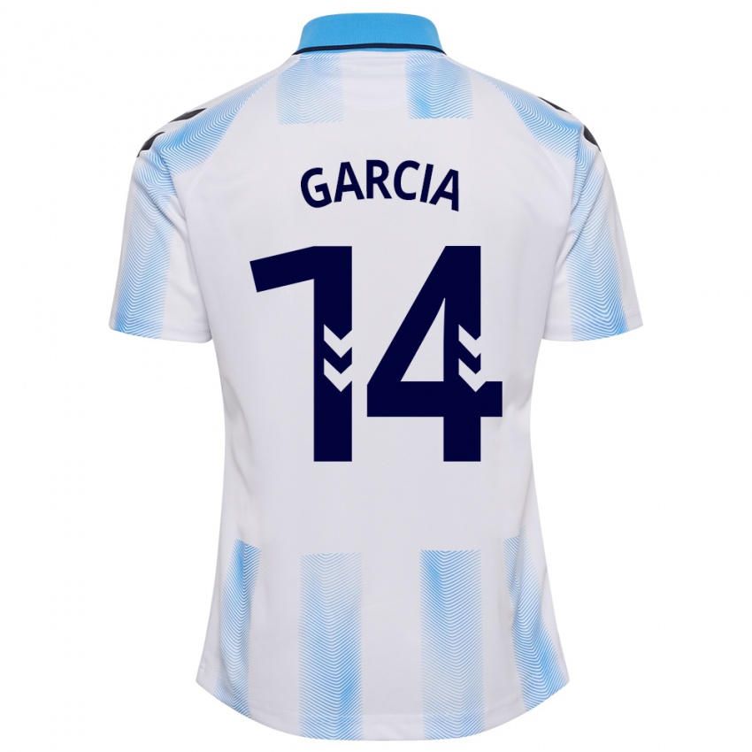 Dames Víctor García #14 Wit Blauw Thuisshirt Thuistenue 2023/24 T-Shirt België