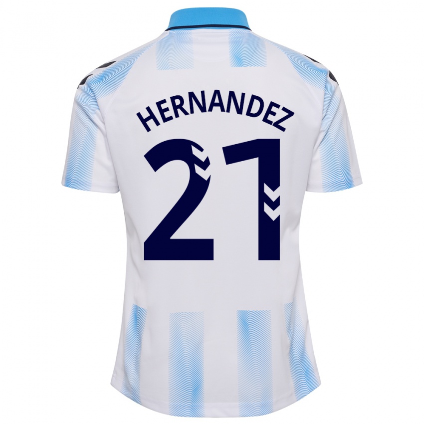 Dames Juan Hernández #21 Wit Blauw Thuisshirt Thuistenue 2023/24 T-Shirt België