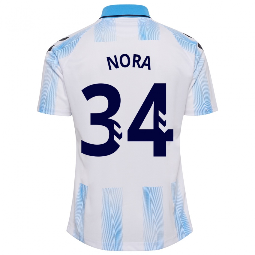 Dames Nora #34 Wit Blauw Thuisshirt Thuistenue 2023/24 T-Shirt België