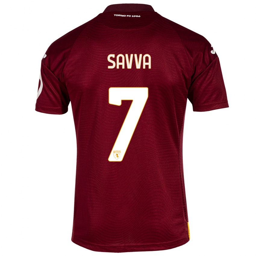 Dames Zanos Savva #7 Donkerrood Thuisshirt Thuistenue 2023/24 T-Shirt België