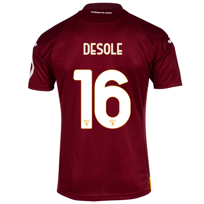 Damen Fabio Desole #16 Dunkelrot Heimtrikot Trikot 2023/24 T-Shirt Belgien