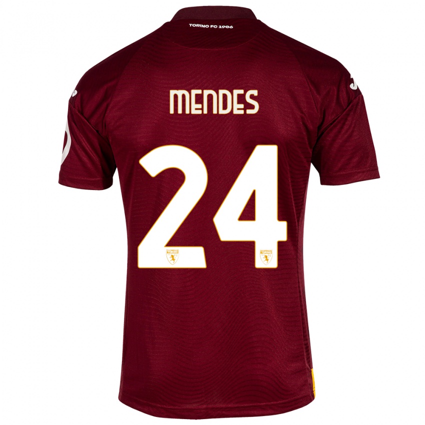 Dames Rodrigo Mendes #24 Donkerrood Thuisshirt Thuistenue 2023/24 T-Shirt België