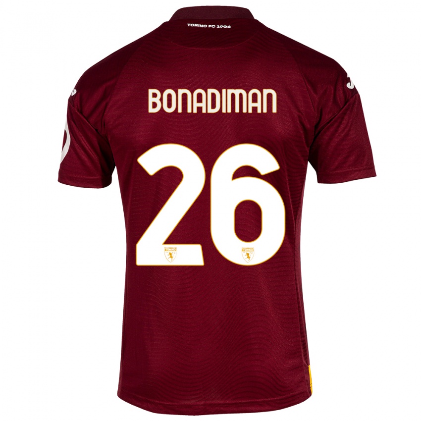 Dames Matteo Bonadiman #26 Donkerrood Thuisshirt Thuistenue 2023/24 T-Shirt België