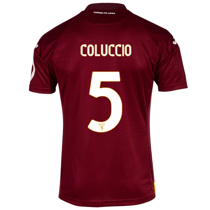 Dames Francesca Coluccio #5 Donkerrood Thuisshirt Thuistenue 2023/24 T-Shirt België