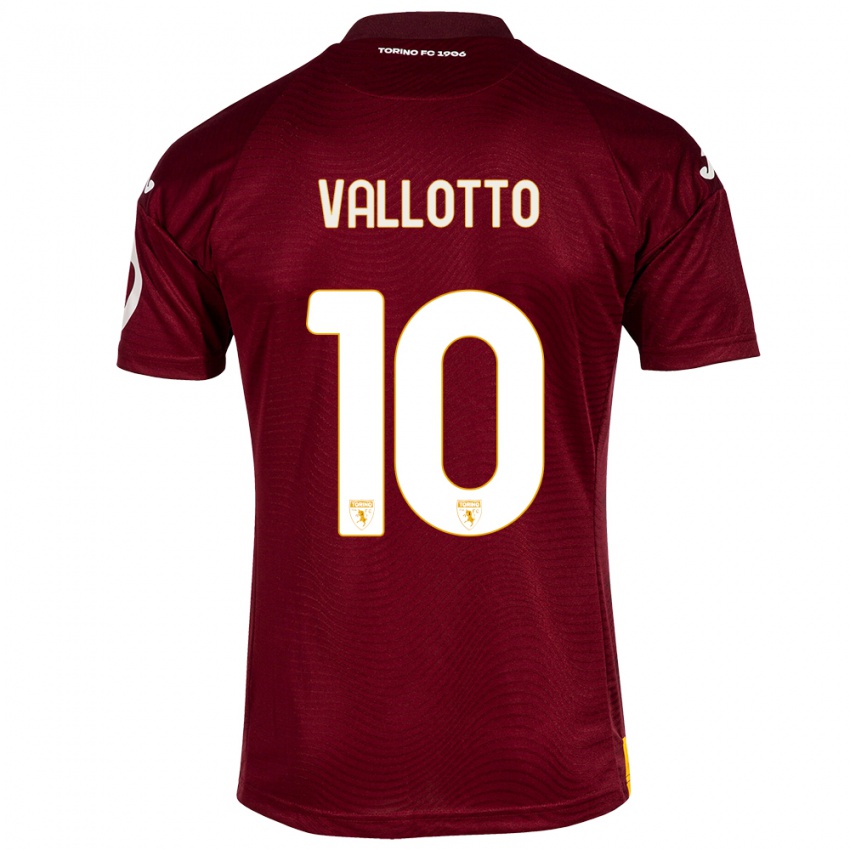 Dames Greta Vallotto #10 Donkerrood Thuisshirt Thuistenue 2023/24 T-Shirt België