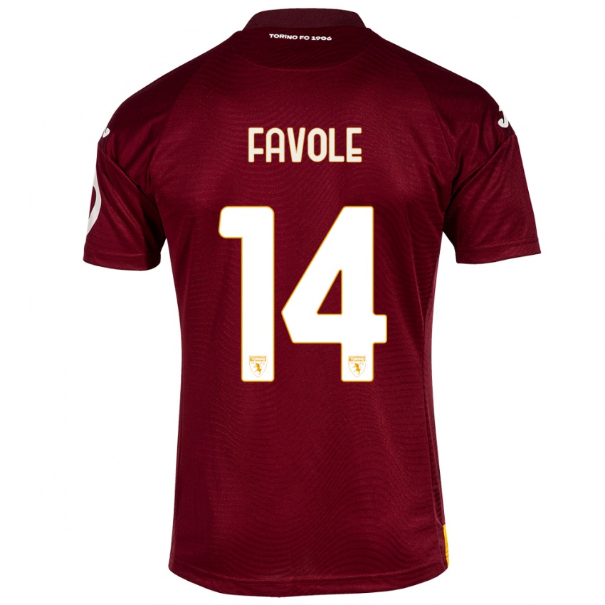 Dames Annalisa Favole #14 Donkerrood Thuisshirt Thuistenue 2023/24 T-Shirt België