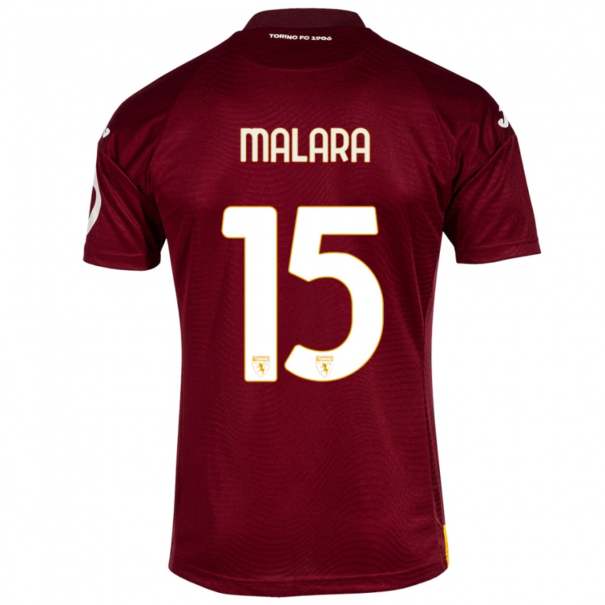 Dames Sara Malara #15 Donkerrood Thuisshirt Thuistenue 2023/24 T-Shirt België