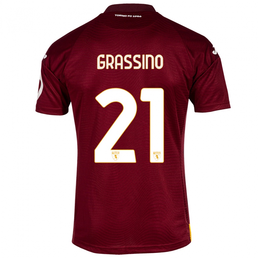 Dames Giulia Grassino #21 Donkerrood Thuisshirt Thuistenue 2023/24 T-Shirt België