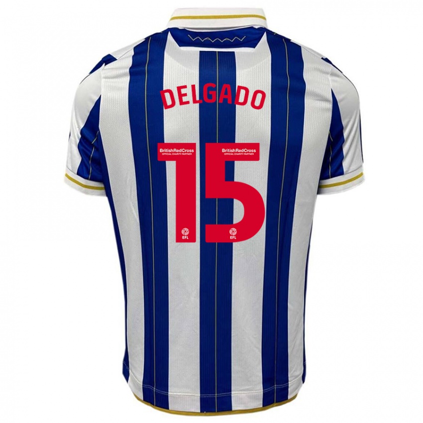 Dames Juan Delgado #15 Blauw Wit Thuisshirt Thuistenue 2023/24 T-Shirt België