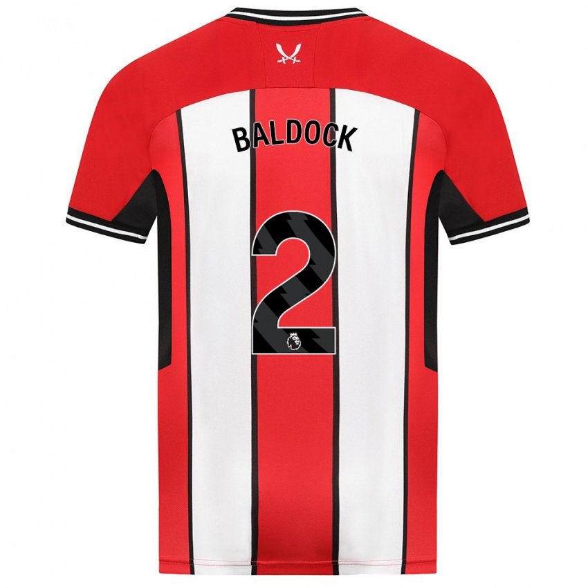 Dames George Baldock #2 Rood Thuisshirt Thuistenue 2023/24 T-Shirt België
