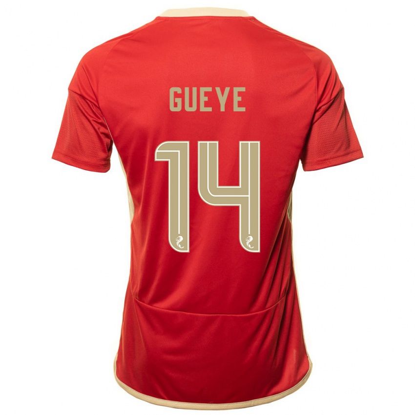 Dames Pape Habib Gueye #14 Rood Thuisshirt Thuistenue 2023/24 T-Shirt België