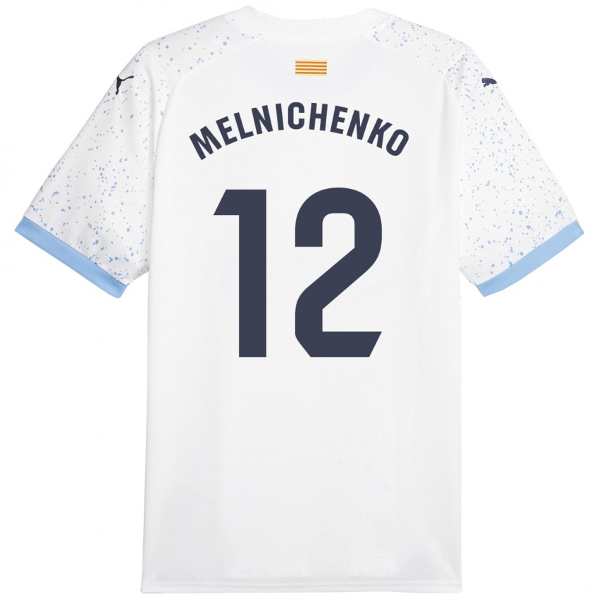 Dames Dmytro Melnichenko #12 Wit Uitshirt Uittenue 2023/24 T-Shirt België