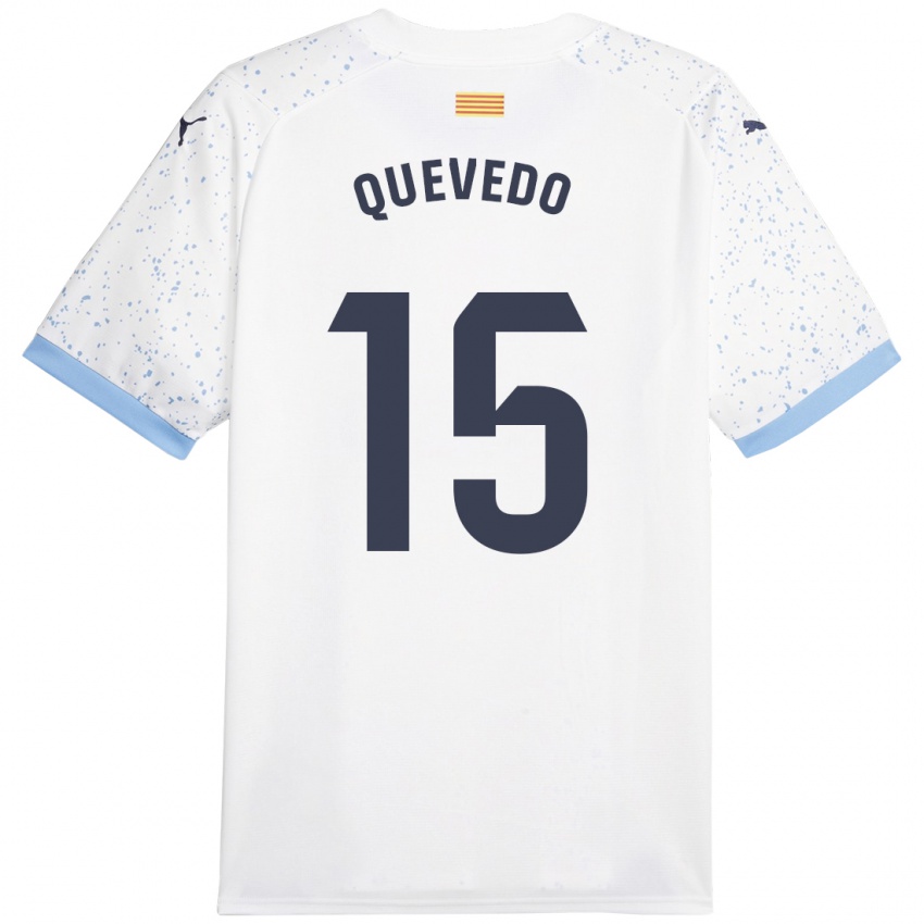 Dames Erik Quevedo #15 Wit Uitshirt Uittenue 2023/24 T-Shirt België