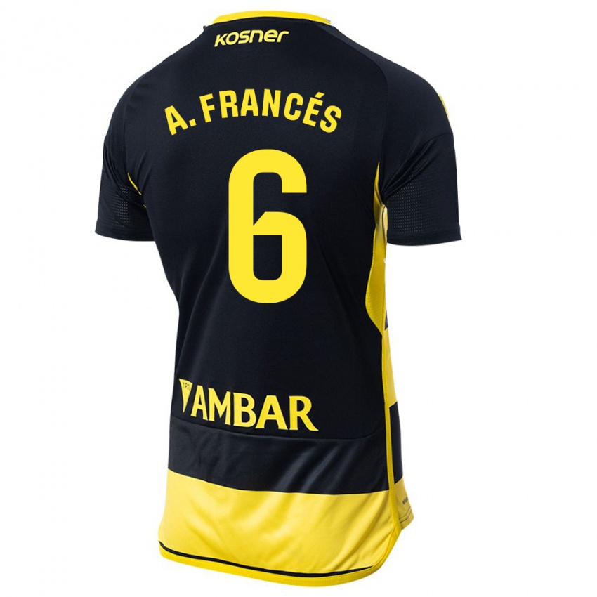 Dames Alejandro Francés #6 Zwart Geel Uitshirt Uittenue 2023/24 T-Shirt België