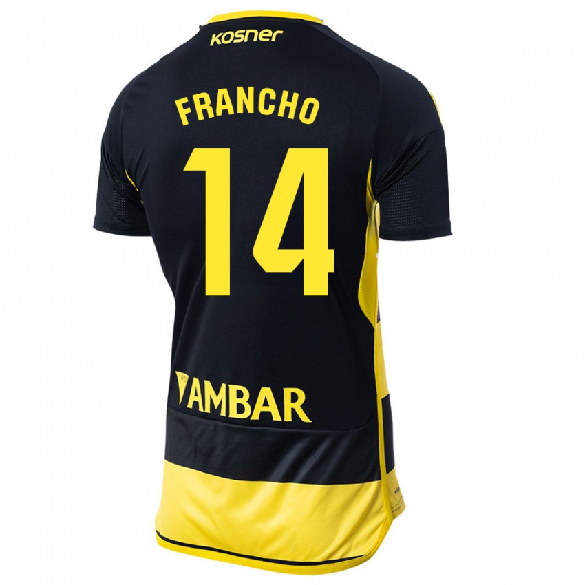 Dames Francho Serrano #14 Zwart Geel Uitshirt Uittenue 2023/24 T-Shirt België