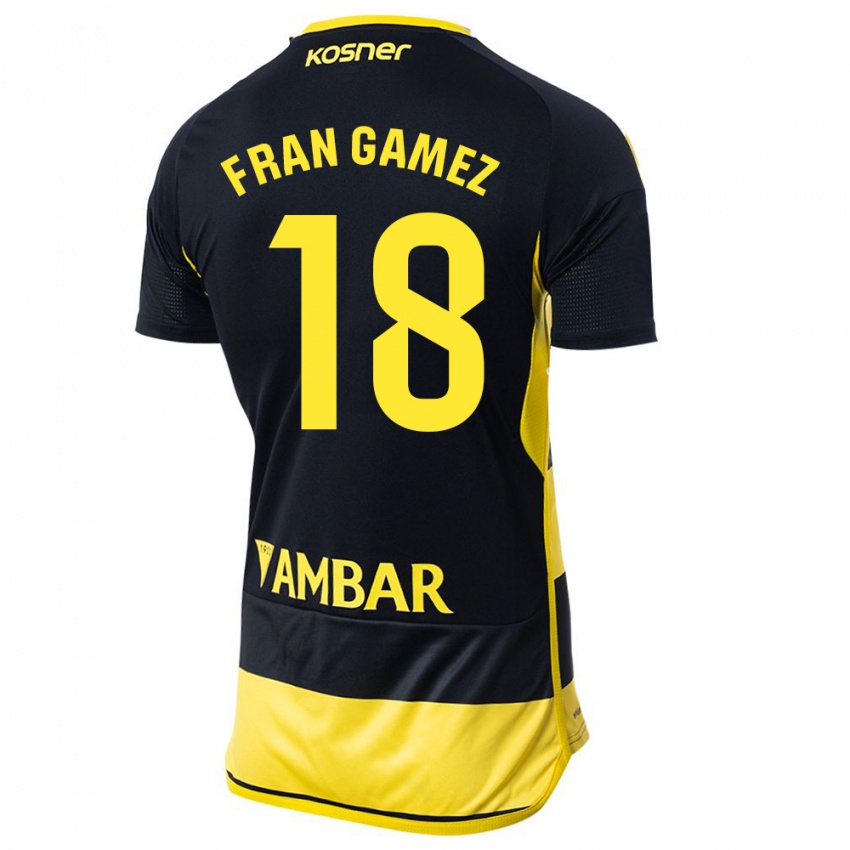 Dames Fran Gámez #18 Zwart Geel Uitshirt Uittenue 2023/24 T-Shirt België
